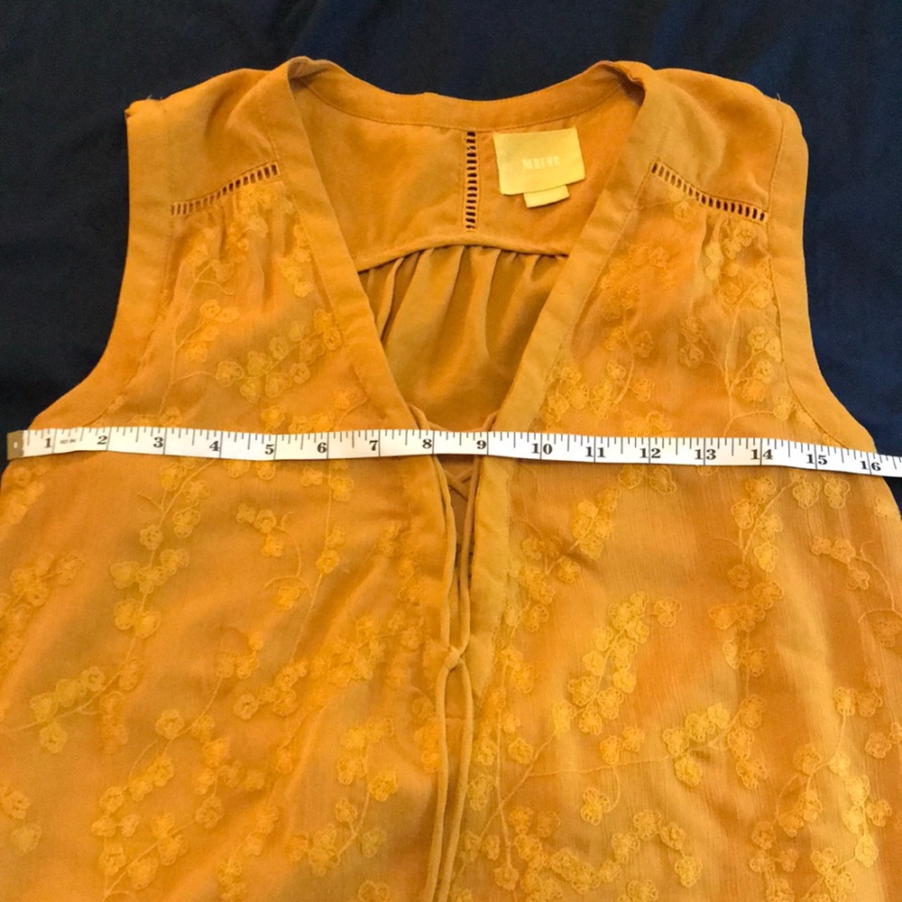 Maeve Gold Embroidered Lace Up Tank